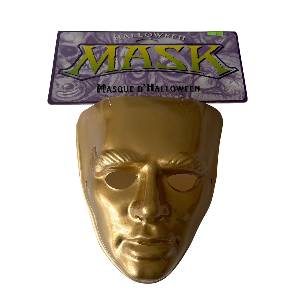 Vintage 1999 Paper Magic Group Gold Plastic Face Mask Halloween Costume 656570